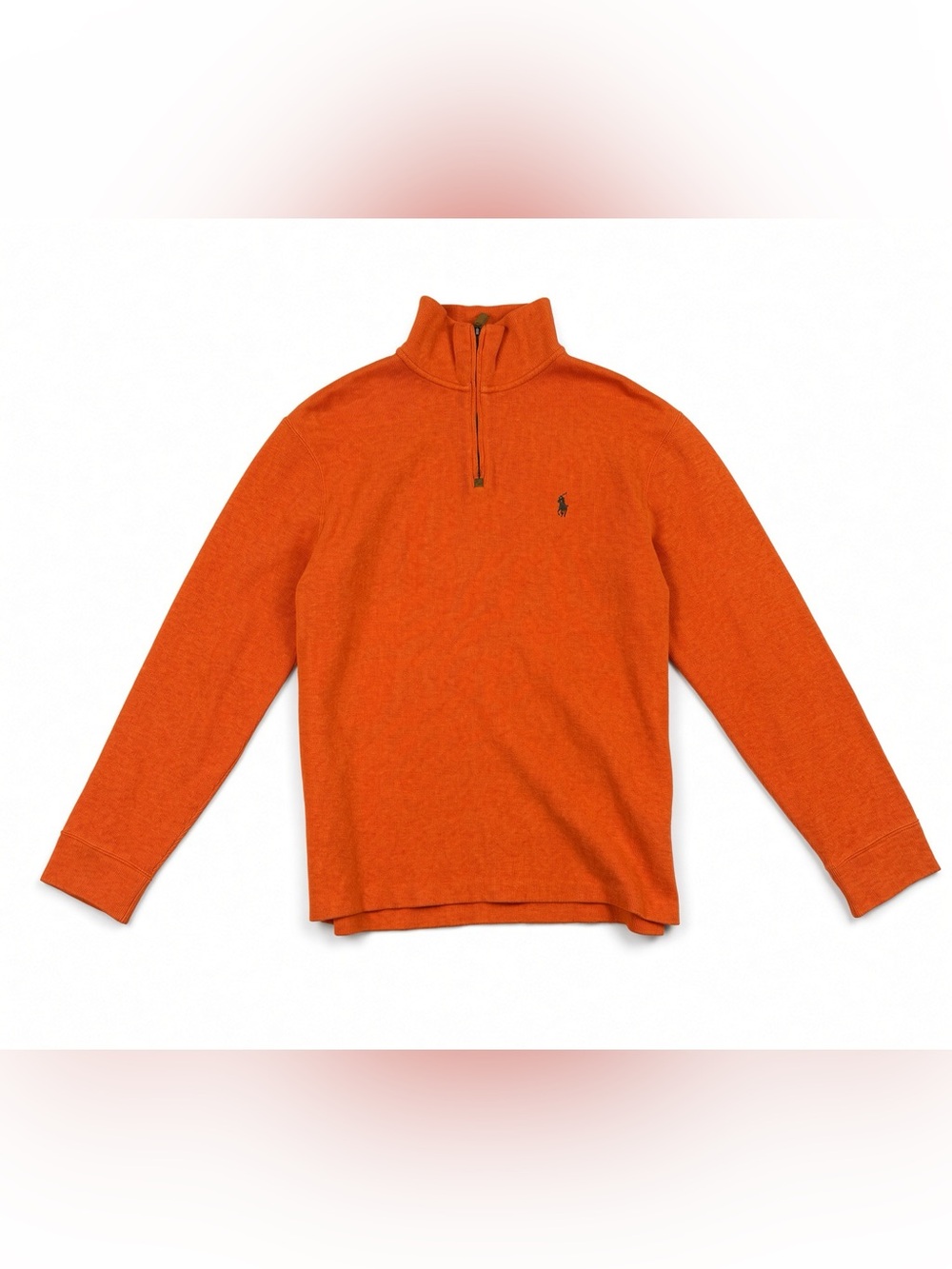 Polo Ralph Lauren Mens M Orange 1/4 Zip Sweater Pony